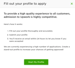 Upwork aprobación del perfil