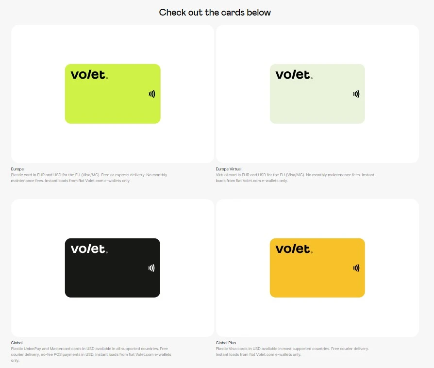 Volet.com tarjetas visa