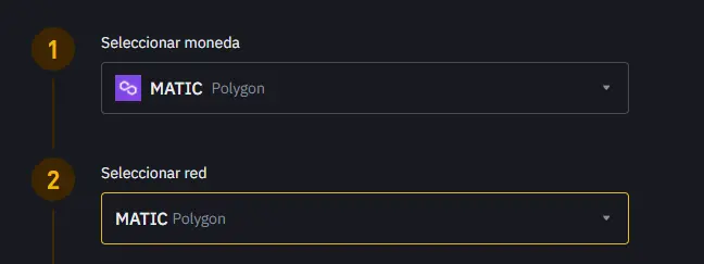 Depositar MATIC desde la red de Polygon en Binance