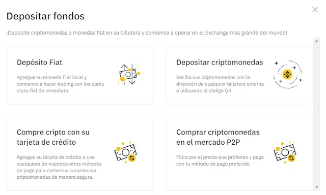 Depositos en Binance