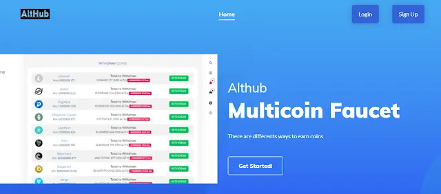 ▷ Althub - PTC, Shortlinks y Faucet con retiros en distintas criptomonedas