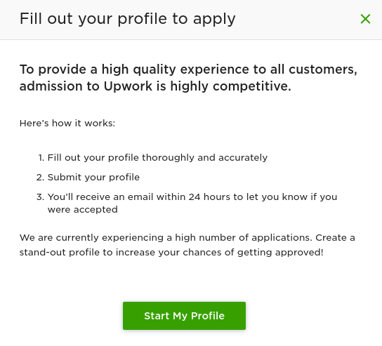 Upwork aprobación del perfil