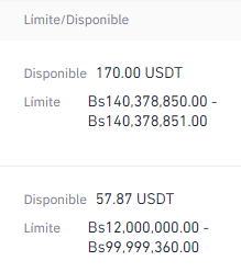 Binance P2P Limites de venta