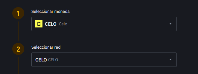 CELO depositar en Binance