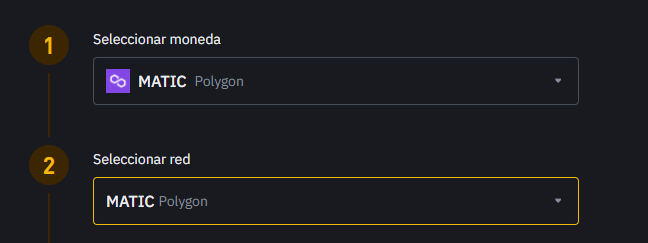 Depositar MATIC desde la red de Polygon en Binance