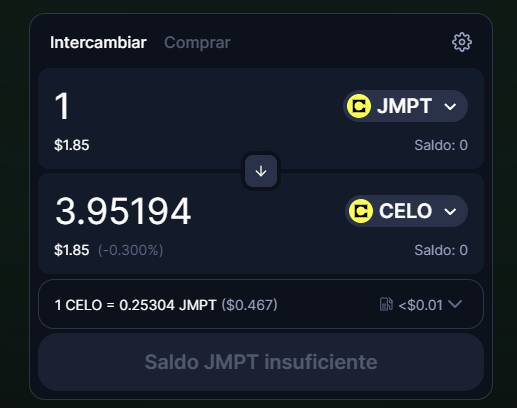 JMPT a CELO en Uniswap