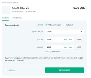 Volet.com cambiar de USD a USDT