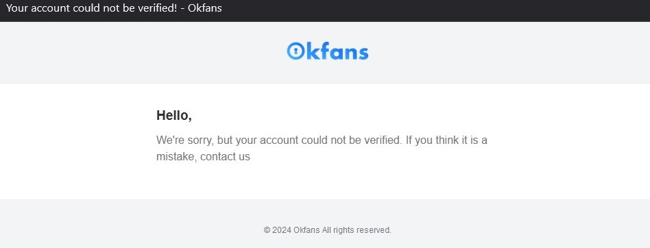 Verificación rechazada okfans